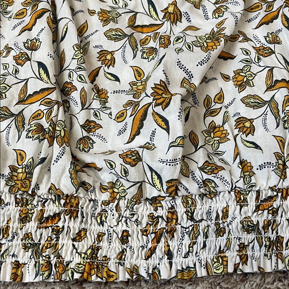 Loft Floral Tank Rushed banded Cotton botton Top Large - Picture 5 of 10